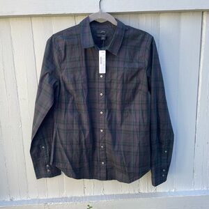 J. Crew Black and Green Plaid Button Down Shirt